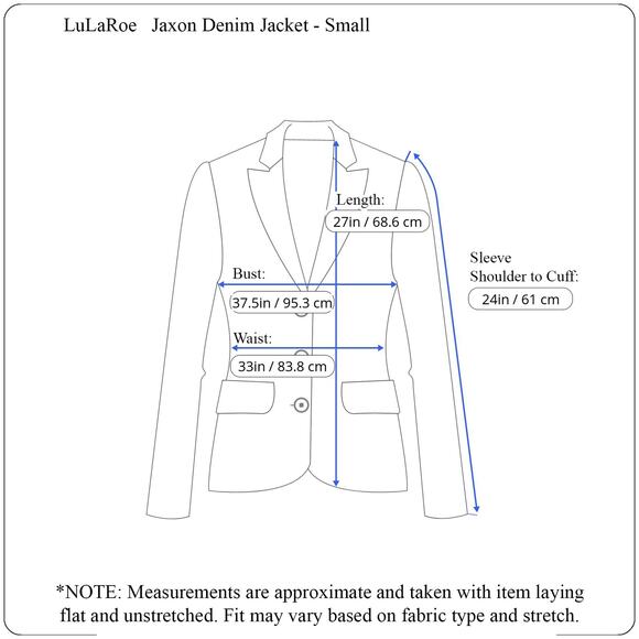 LuLaRoe Jaxon Denim Jacket Small Two-Tone Grey Blue Wash Stretch Jean Coat - Picture 4 of 13